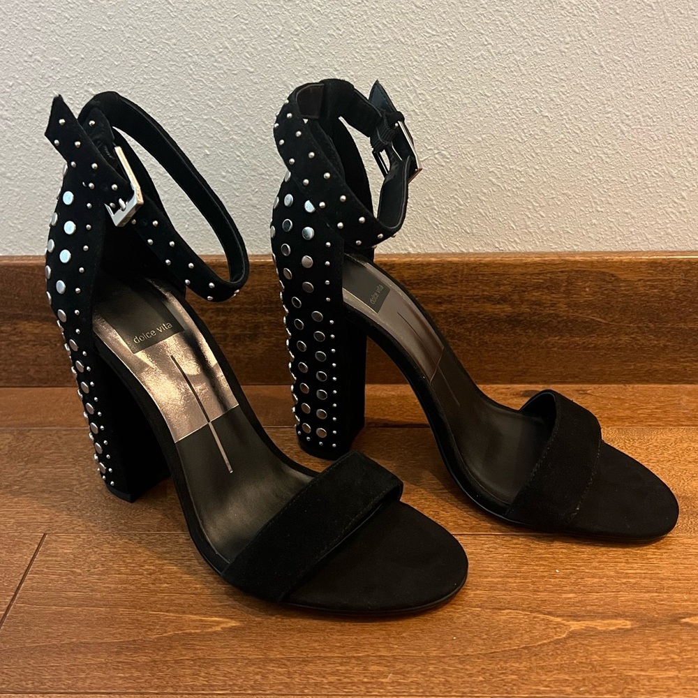 NEW Dolce Vita Hendrix Black Suede Studded Heels